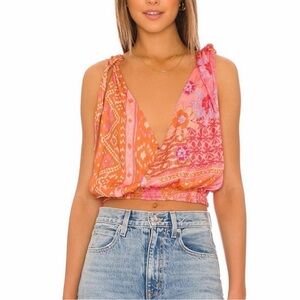 Free People Pink and Orange Crop Top